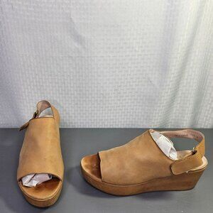 Stuart Weitzman Womens Tan Leather Wedge Sandals 10.5M
